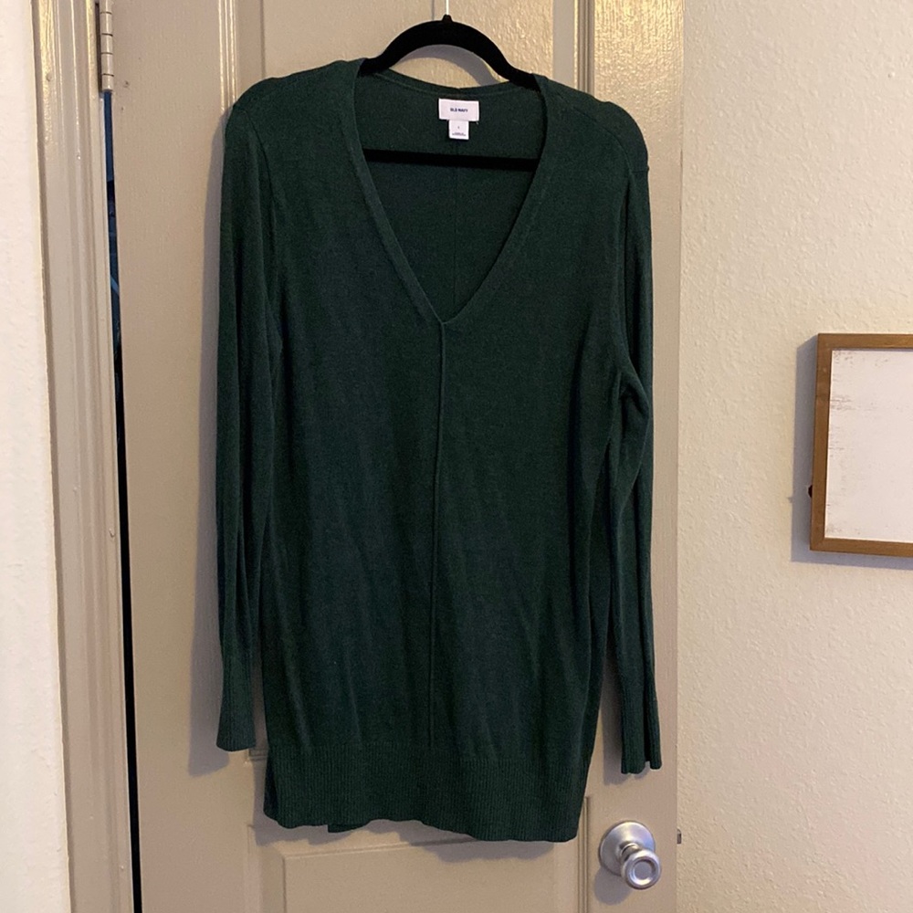 V-neck tunic sweater